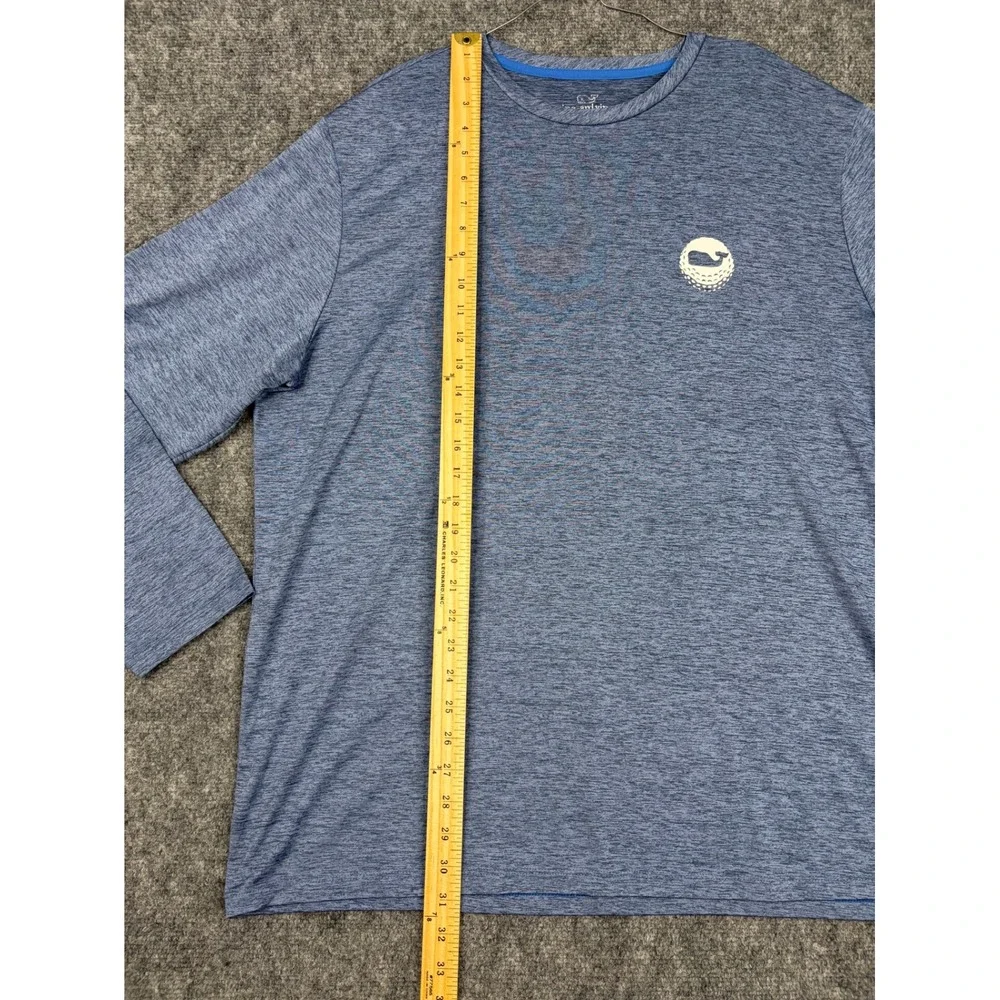 Vineyard Vines Performance Mens XL Long Sleeve Blue Heather Golf Whale Shirt